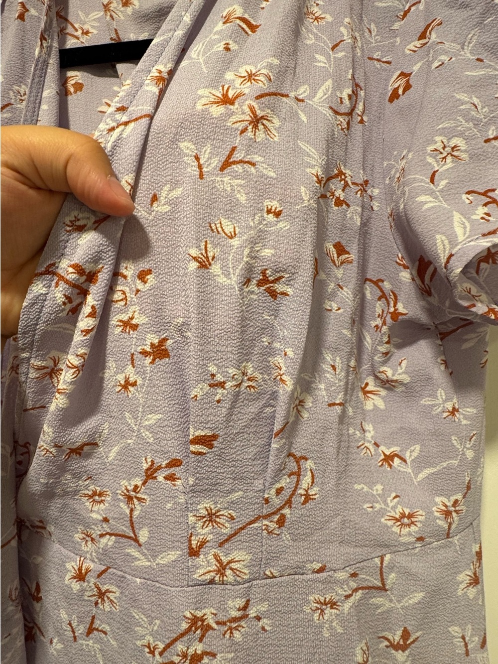 SHEIN Lavender Floral Midi Wrap Dress with Tie Waist - Picture 5 of 5